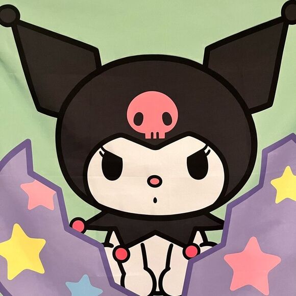 Sanrio Kuromi Hatched Egg Green Purple Black Wall Hanging Tapestry - Picture 4 of 5